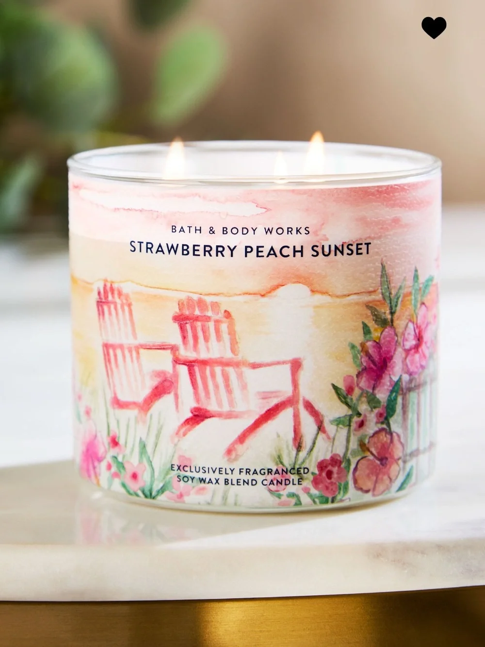 BBW Strawberry Peach Sunset 3 Wick Candle